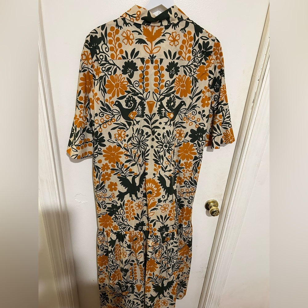 NWT LA DoubleJ Artemis Dress in Forest Orange, green, tan, sleeve maxi - Picture 6 of 6
